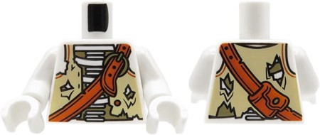 LEGO tors figurki - pirat, porwana kamizelka, torba, rękawiczki