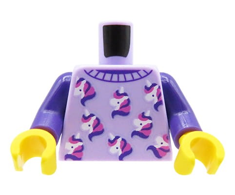 Zum Produkt LEGO Minifiguren-Torso – lila Pullover mit Einhörnern