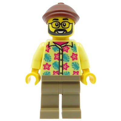 LEGO City - figurka Mężczyzna, broda i wąsy, okulary, wzorzysta koszula w kwiaty