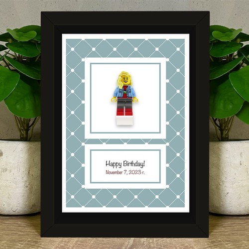 Accéder au produit Figurine personnalisée à partir de pièces LEGO® – Cadre (Fond Pastel)