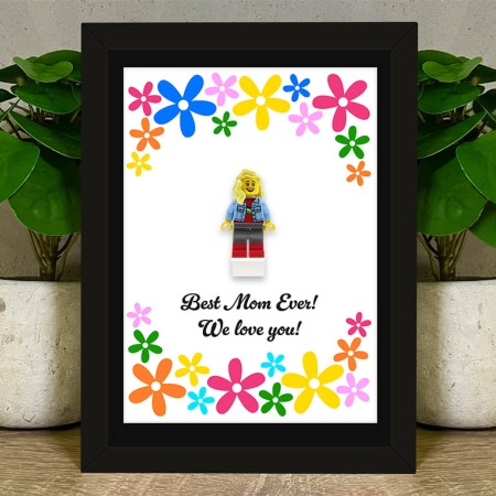 Ramka z personalizowaną figurką Mamy z części LEGO® i dedykacją – prezent dla mamy na Dzień Matki, urodziny i imieniny