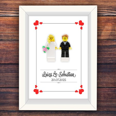Personalisierte LEGO® Figuren Brautpaar im Hochzeitsrahmen – personalisiertes Hochzeitsgeschenk für Braut , Bräutigam