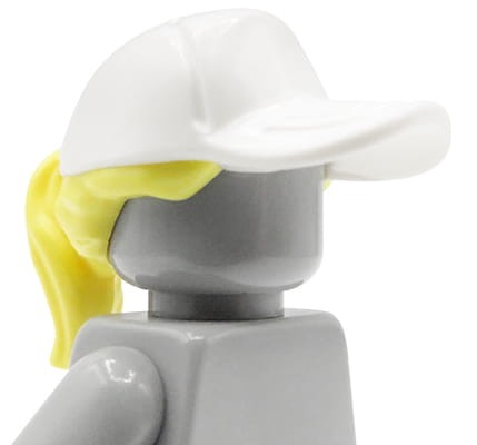 LEGO włosy figurki - damskie, blond / jasne żółte, biała czapka z daszkiem