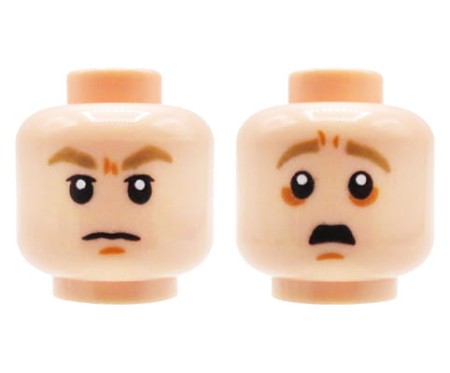 LEGO głowa / główka ludzika - mężczyzna, cielista, wkurzony / przestraszony