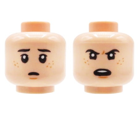 LEGO głowa / główka ludzika - męska, cielista, wkurzony / zmartwiony