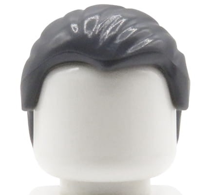 LEGO włosy minifigurki - męskie, ciemne siwe, zaczesane