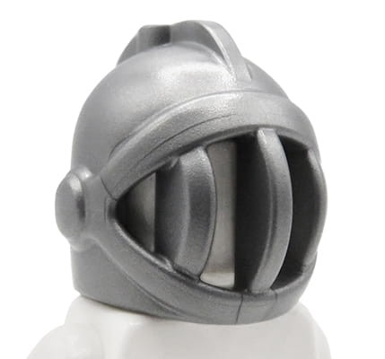 LEGO hełm rycerza/ rycerski z przyłbicą - srebrny matowy