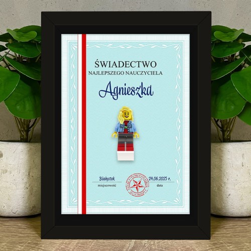 Przejdź do produktu Świadectwo / Dyplom - Ramka z personalizowaną figurką z części LEGO®
