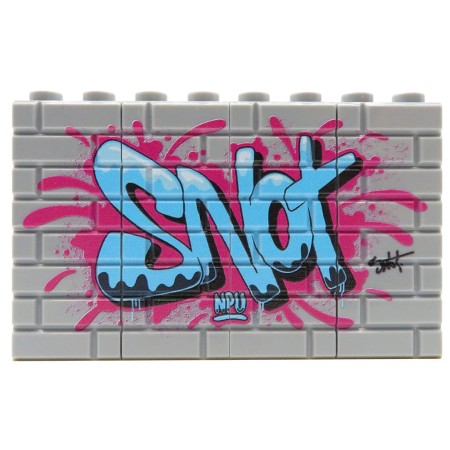 Custom LEGO – Graffiti Snot (bleu) – avec impression personnalisée sur 16 briques LEGO® grises par Extra Extra Bricks