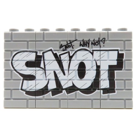 Custom LEGO – Graffiti Snot (blanc) – avec impression personnalisée sur 16 briques LEGO® grises par Extra Extra Bricks