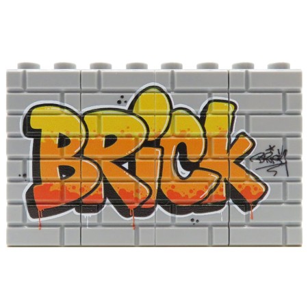 Custom LEGO - Graffiti Brick - customowy nadruk od Extra Extra Bricks na płytce LEGO® (kolor szary, 16 cegiełek 1x2)