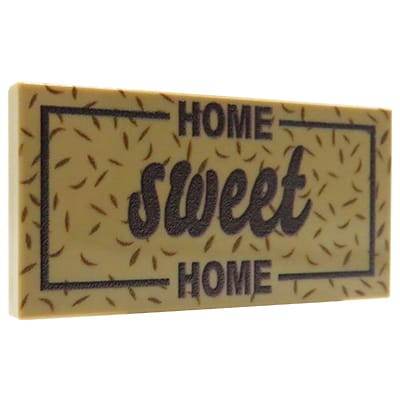 Custom LEGO – Fußmatte – mit personalisiertem Druck auf dunkel-beiger 2x4 LEGO® Fliese von Extra Extra Bricks