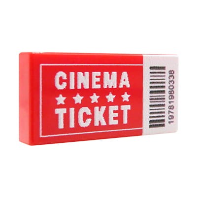 Custom LEGO – Billet de cinéma – tuile LEGO® 1x2 avec impression personnalisée par Extra Extra Bricks