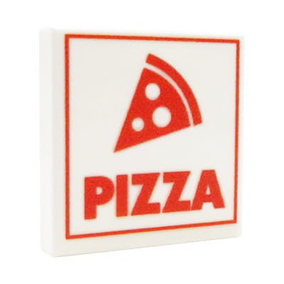 Custom LEGO – Pizza dans une boîte – tuile LEGO® blanche 2x2 avec impression personnalisée par Extra Extra Bricks