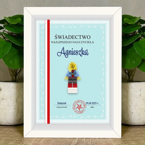 Przejdź do produktu Świadectwo / Dyplom - Ramka z personalizowaną figurką z części LEGO®
