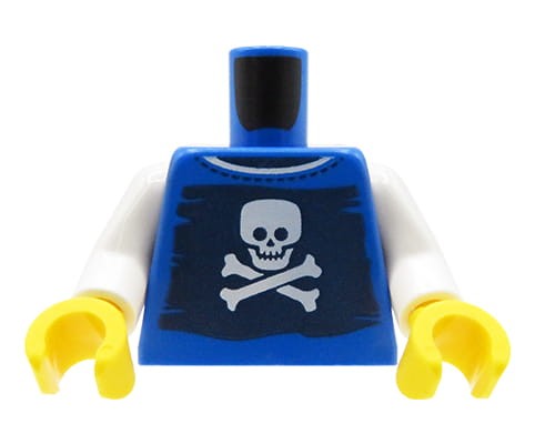 Zum Produkt LEGO Minifiguren-Torso – blaues Hemd mit Totenkopf und Knochen