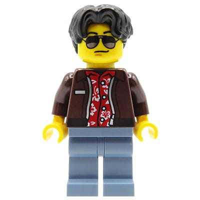 Przejdź do produktu LEGO City - figurka mężczyzna, czarne włosy, okulary przeciwsłoneczne
