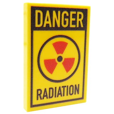 Warnschild „Danger – Radiation“ – custom print auf LEGO® Fliese (gelb, 2x3) - by Extra Extra Bricks