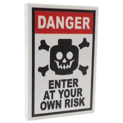 Custom LEGO – Panneau d’avertissement Danger – tuile LEGO® blanche 2x3 avec impression personnalisée par Extra Extra Bricks