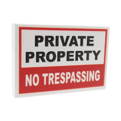 Zum Produkt Warnschild „Private Property“ – Custom bedruckte LEGO® Fliese