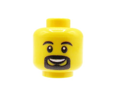 Zum Produkt Minifigur-Kopf (Mann, Bart, Gelb) – Custom bedruckter LEGO® Kopf