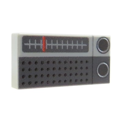 Custom LEGO – Radio transistor – tuile LEGO® 1x2 gris clair avec impression personnalisée par Extra Extra Bricks