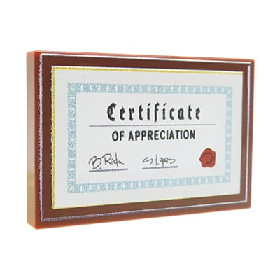 Przejdź do produktu Dyplom / Certyfikat w ramce – Custom nadruk na płytce LEGO® (2x3)