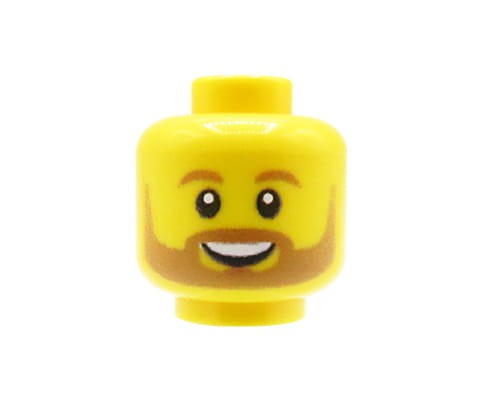 Zum Produkt Minifiguren-Kopf (männlich, heller Bart, gelb) – Custom Druck auf LEGO® Kopf