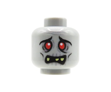 Custom LEGO Minifigurenkopf – Zombie (verängstigter Mann mit hervorstehenden Zähnen und erschrockenem Blick) – mit personalisiertem Druck von Extra Extra Bricks