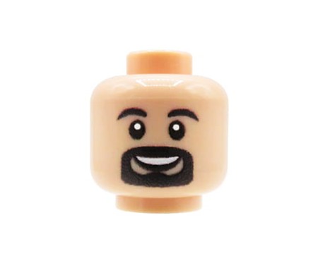 Tête de minifigurine Custom LEGO – Homme avec barbe noire, couleur chair claire – avec impression personnalisée par Extra Extra Bricks