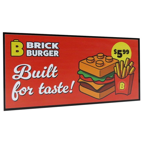 Accéder au produit Panneau publicitaire Brick Burger – Custom imprimée sur tuile LEGO®