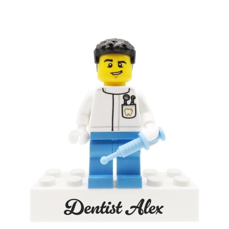 Personalisierte LEGO® Figur Zahnarzt – lustiges personalisiertes Geschenk für Zahnarzt, Kieferorthopäde oder Zahnmedizinstudent