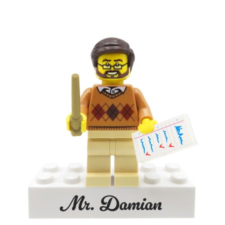 Figurine LEGO® personnalisée enseignant – cadeau personnalisé pour enseignant pour la fête des professeurs et la fin de l’année scolaire