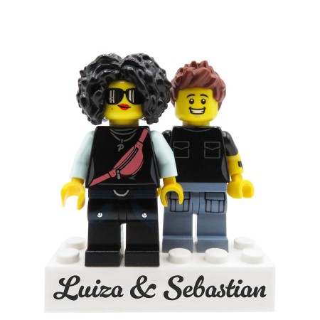 Figurines LEGO® personnalisées couple avec votre texte sur une base – cadeau personnalisé pour la Saint-Valentin et l’anniversaire