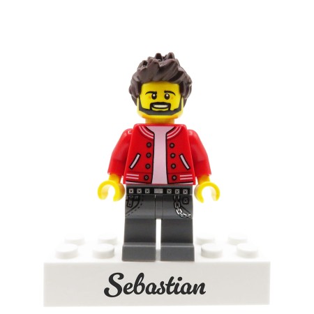 Personalizowana figurka LEGO® z dedykowanym napisem na podstawce klocku - personalizowany prezent dla niego lub dla niej