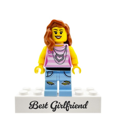 Personalizowana figurka LEGO®  z napisem na podstawce jako personalizowany prezent dla dziewczyny lub żony