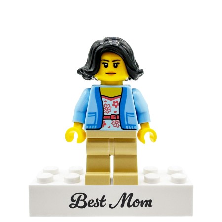 Personalizowana figurka LEGO® Najlepsza Mama z napisem na podstawce - prezent dla mamy na Dzień Mamy i urodziny