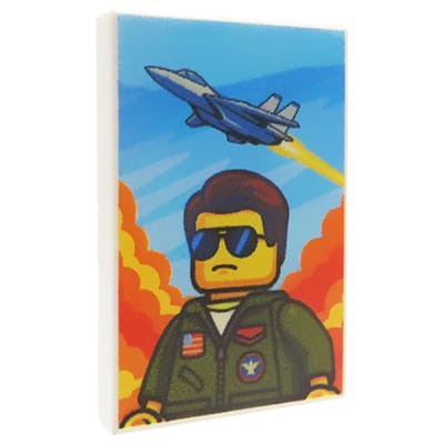 Custom LEGO – Filmplakat inspiriert von einem Kampfflugzeug-Pilotenfilm – mit personalisiertem Druck auf 2x3 LEGO® Fliese von Extra Extra Bricks