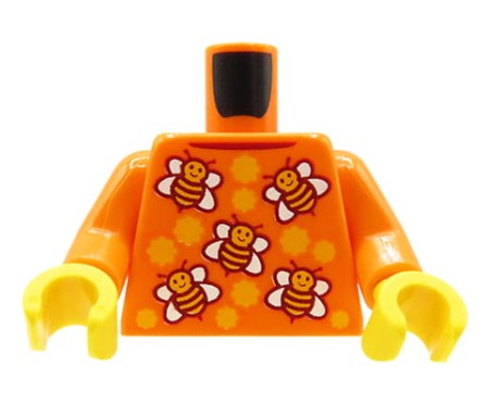 Tors minifigurki LEGO - pomarańczowa koszulka / bluzka z nadrukiem pszczółek