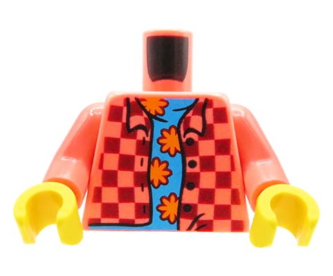 Zum Produkt LEGO Minifiguren-Torso – offenes dunkelrotes kariertes Hemd