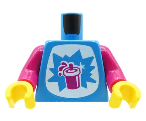 Accéder au produit Torse de figurine LEGO - Haut bleu à motif de boisson
