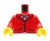 Torso einer LEGO Minifigur – rote Jacke, rosa Hemd, Halskette