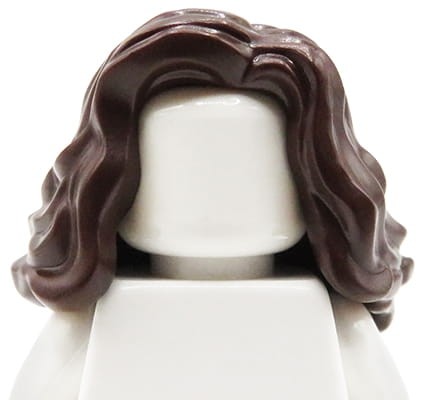 Włosy figurki LEGO damskie, ciemnobrązowe (dark brown), długie, falowane
