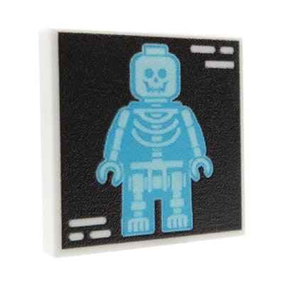 LEGO Fliese 2x2 weiß custom bedruckt Ganzkörper-Röntgenbild
