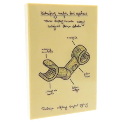 Custom LEGO -  Ilustracja medyczna przedstawiająca rękę LEGO w stylu vintage – customowy nadruk od Extra Extra Bricks na beżowej płytce LEGO 2x3