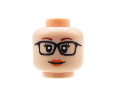 Accéder au produit Tête de figurine (Femme, Lunettes, Couleur chair) – Custom impression sur tête LEGO®