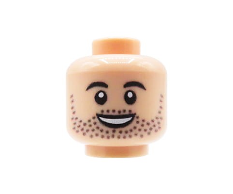 Accéder au produit Minifiguren-Kopf (Mann, Bartstoppeln, Hautfarbe) – Custom Druck auf LEGO® Kopf