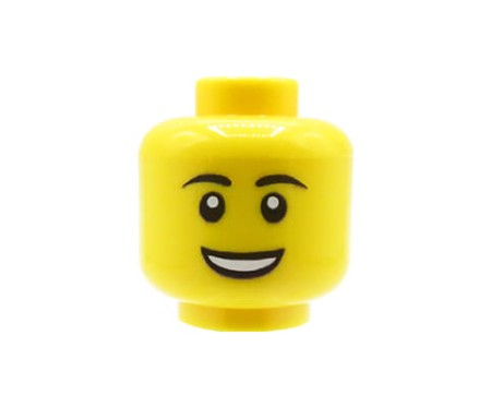 Custom LEGO tête – Homme avec large sourire et sourcils noirs, visage jaune – impression custom UV par Extra Extra Bricks