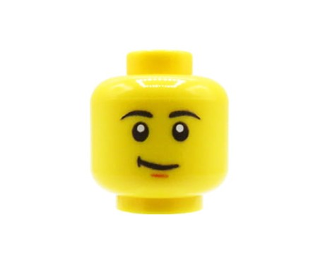 Custom LEGO tête – Homme avec sourire en coin subtil, visage jaune – impression custom UV par Extra Extra Bricks