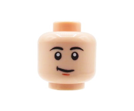Custom LEGO tête – Homme avec sourire en coin espiègle, visage light nougat – impression custom UV par Extra Extra Bricks